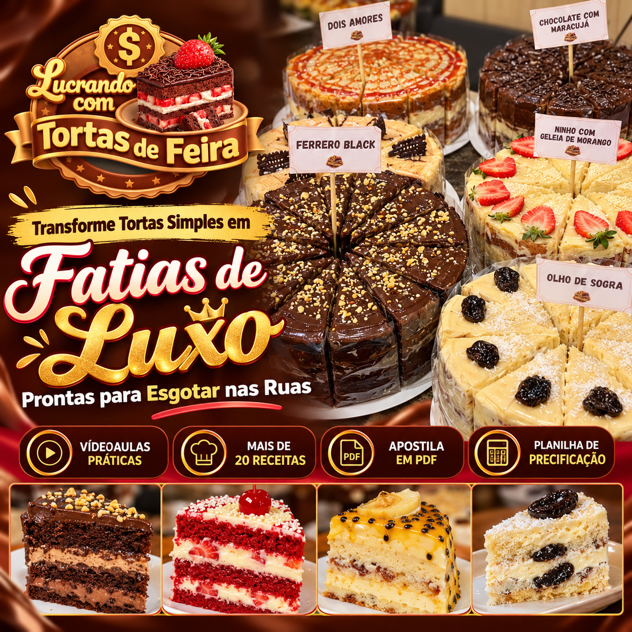 Cartaz do curso Lucrando com Tortas de Feira